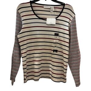 Liz. Claiborne Women's Long Sleeve Sweater Sz‎ M NWT Striped Multi Color